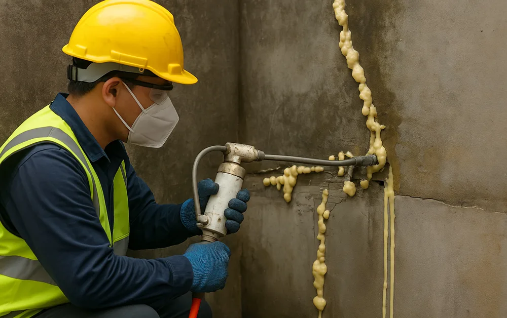 PU Injection Grouting concrete crack repair